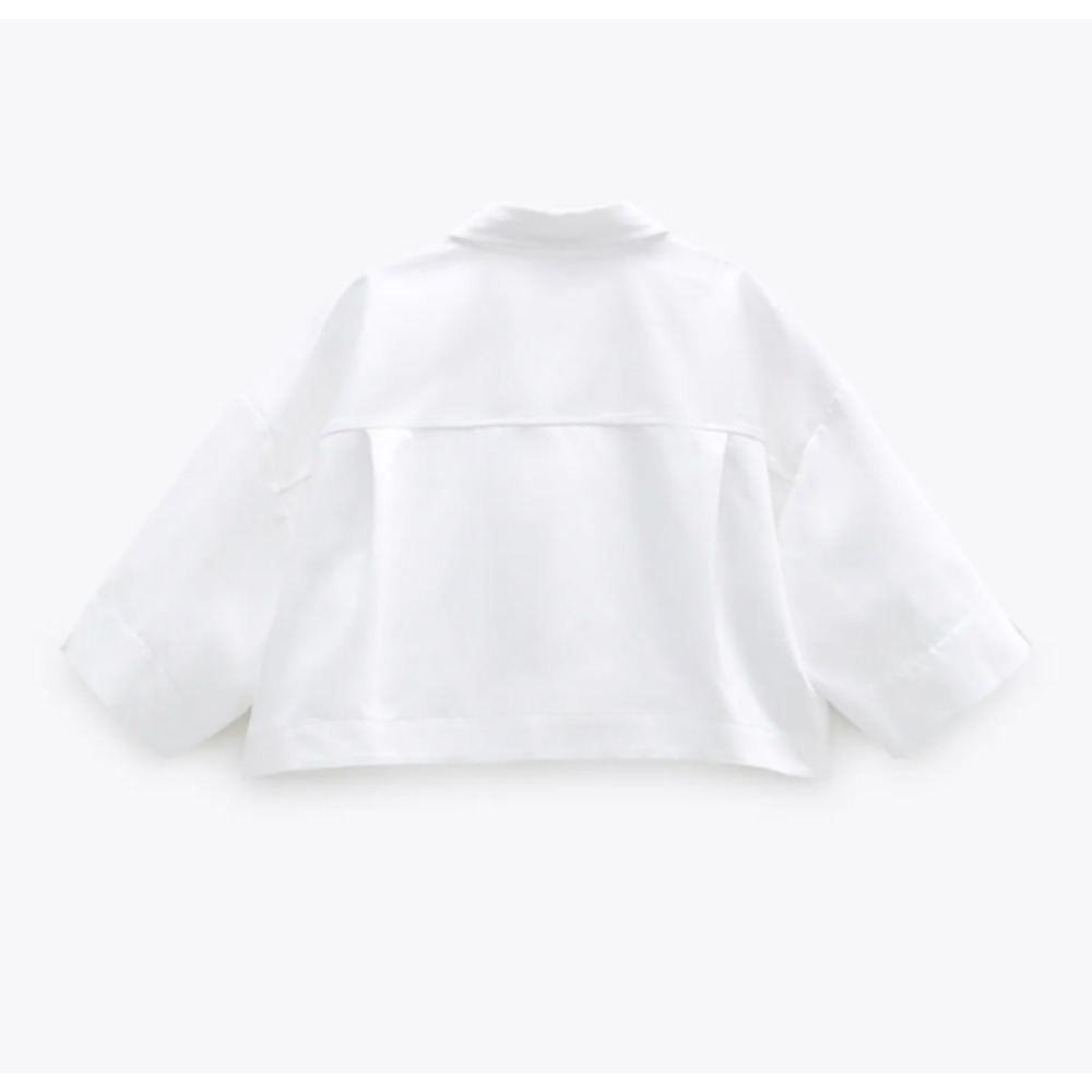 ZARA CROPPED SHIRT WITH POCKETS LINEN BLEND - Picture 3 of 4